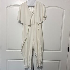 H by Halston Cream Draped Jumpsuit
